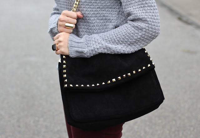 Outfit: Burgundy, Grey & Black