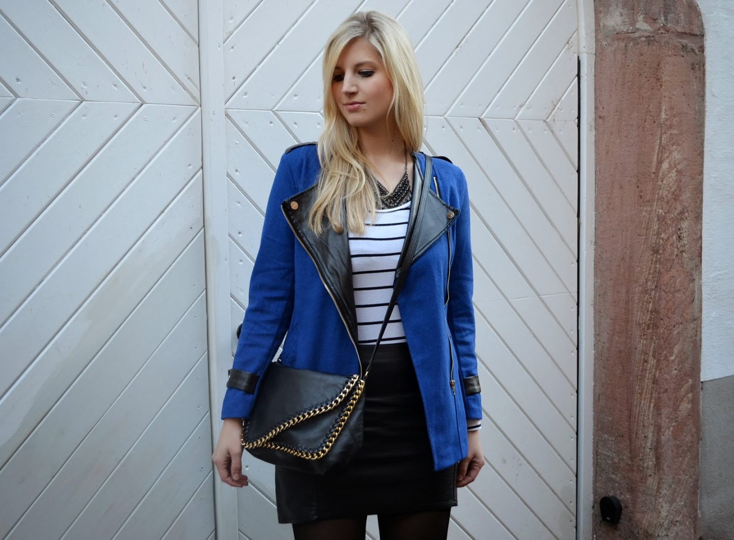 OUTFIT: Blue & Leather